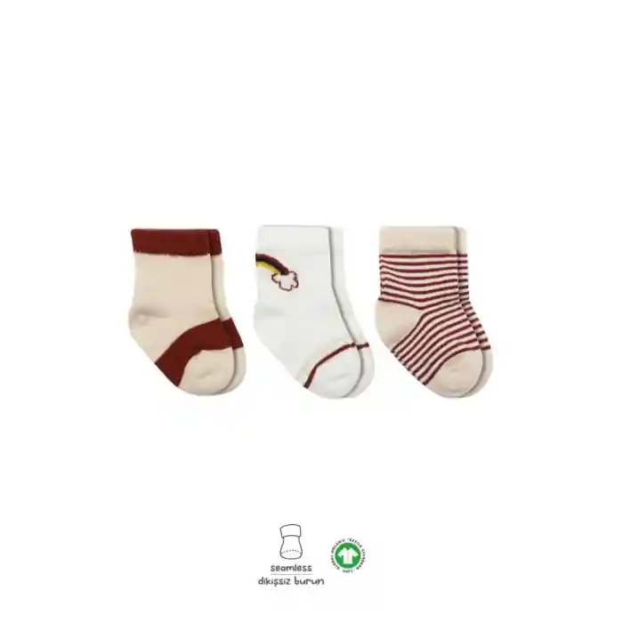 3Lü Penye Rainbow Soket Çorap BS10113 Kiremit