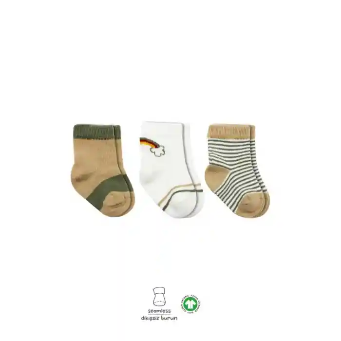 3Lü Penye Rainbow Soket Çorap BS10113 Nil