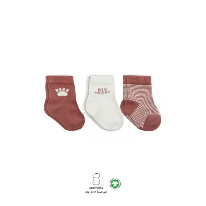 3Lü Penye Soket Çorap BS10110 Pudra