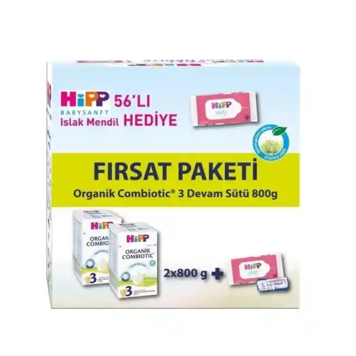 3 Organik Combiotic Bebek Sütü 800 Gr X2 Islak Mendil Hediyeli