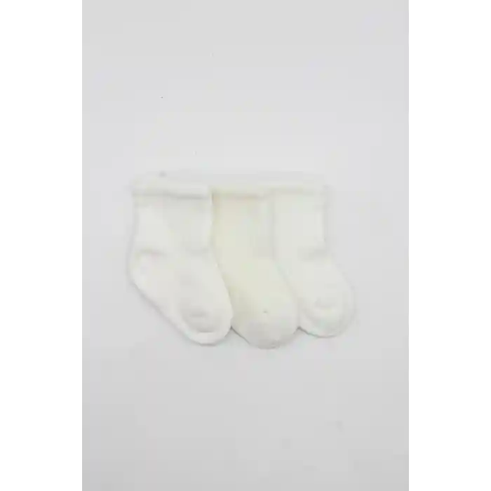 3lü Penye Soket Çorap 10132 Ekru