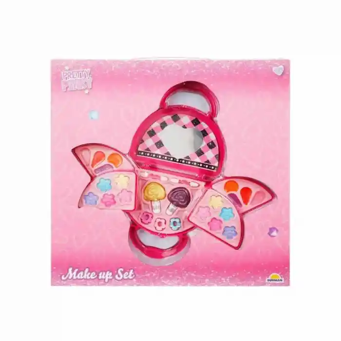 4278 3 Katlı Pembe Çantalı Makyaj Seti -NessiWorld