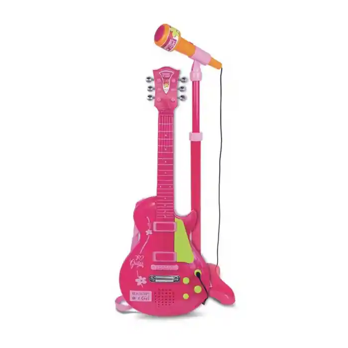 45872  Elektronik Gitar Ayaklı Mikrofon Müzik Seti Pembe -