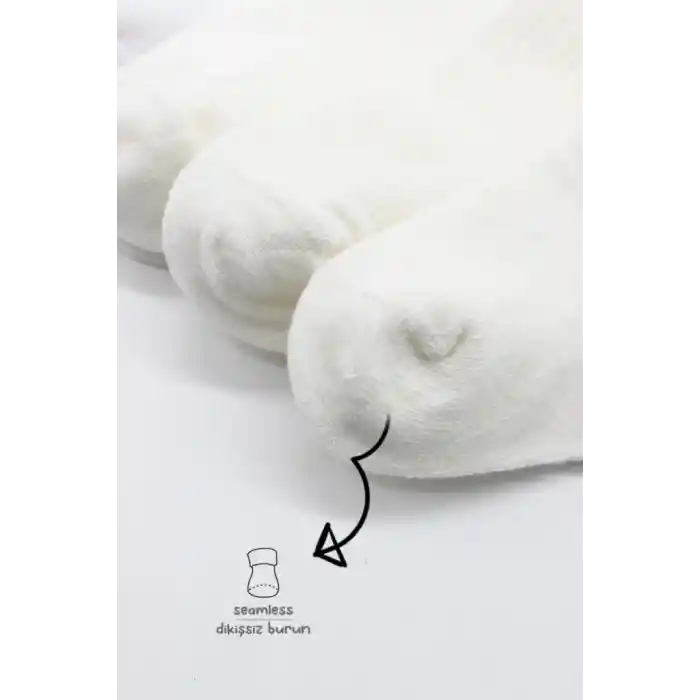 6Lı Basic Penye Soket Çorap 10101 Ekru