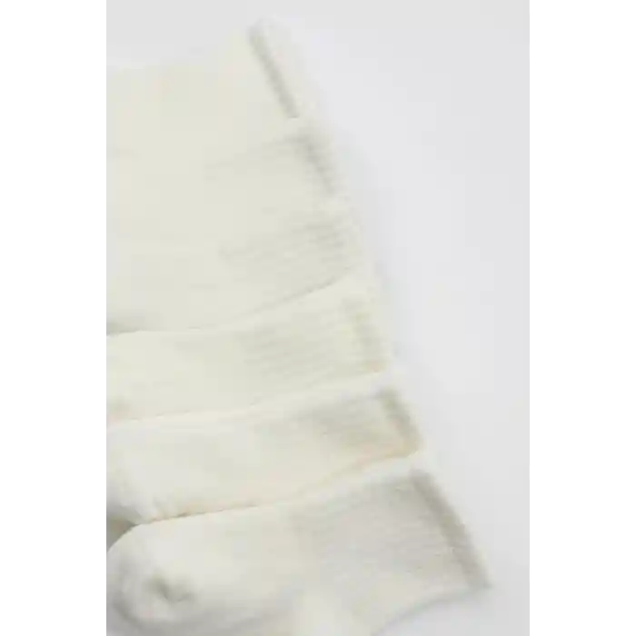 6Lı Basic Penye Soket Çorap 10101 Ekru