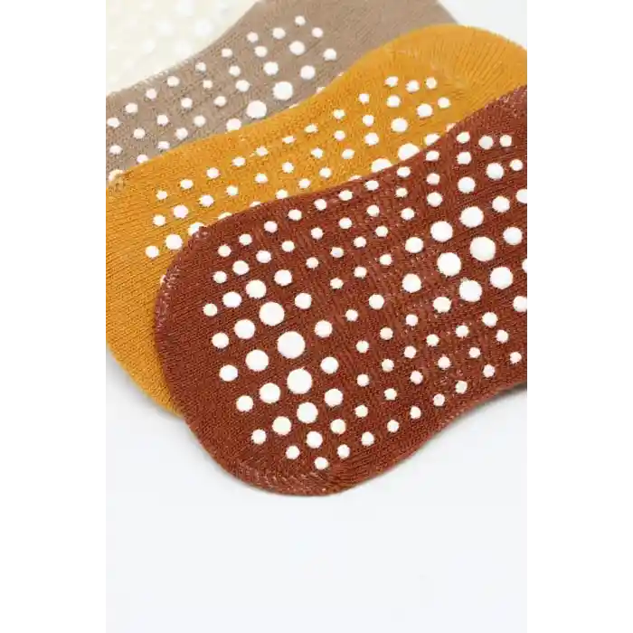 6Lı Sneakers Kaymaz Penye Çorap 20102 Toprak