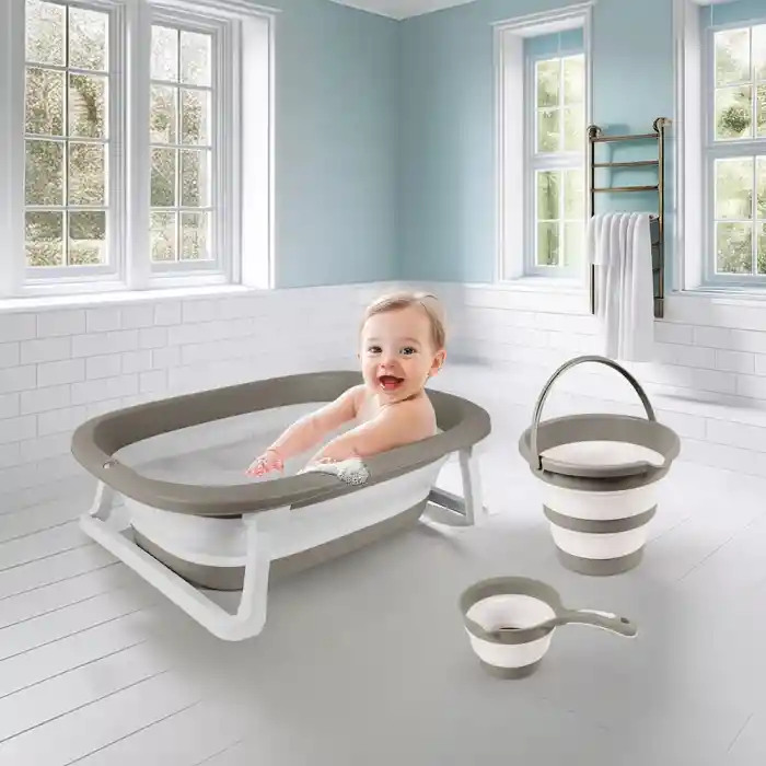 7273 KATLANABİLİR ÜÇLÜ BEBEK BANYO SETİ STONE GRİ