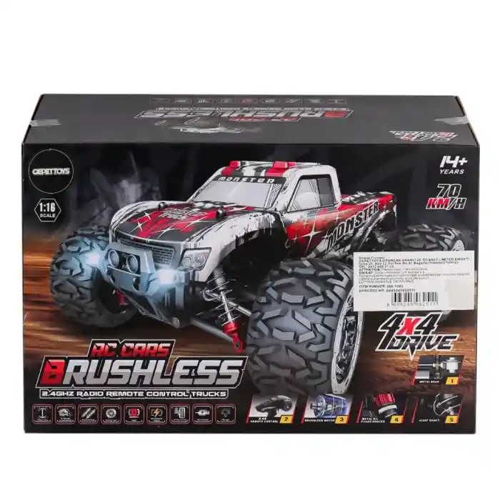 866-1602 Kumandalı 1:16 70 km/h Brusless Araba 4x4
