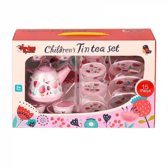 998A-998B Çiçek Desenli Metal Çay Seti 15 Parça -Vardem Oyuncak