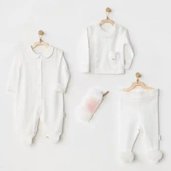 AC24501 Petit Love Newborn Tüllü 4 Parça Set Ekru