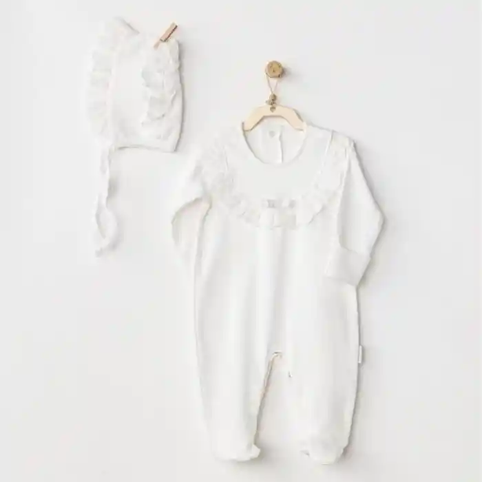 AC24504 Petit Love Bebek Tulum Takım Ekru