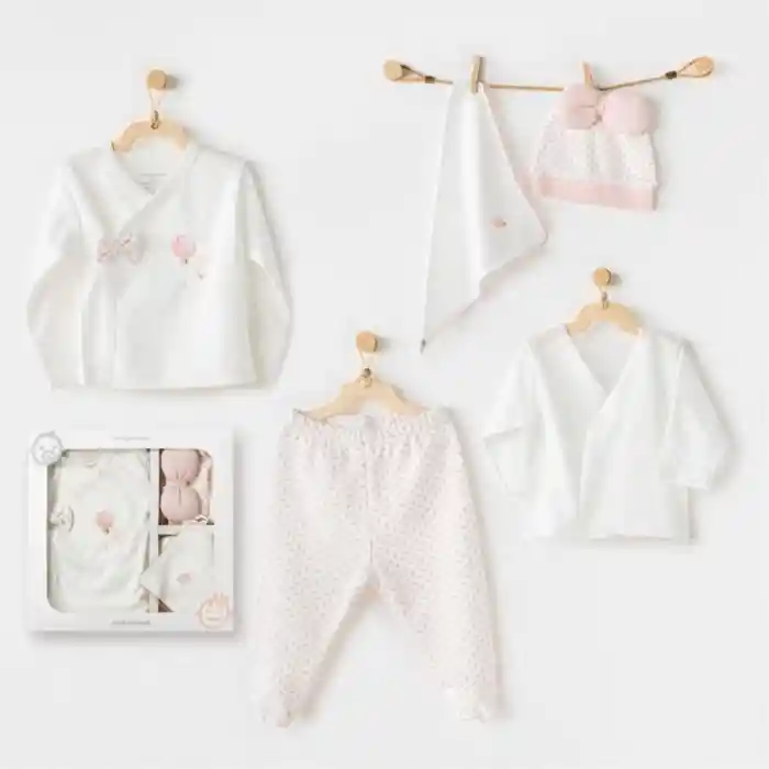AC25550 Newborn Set Pınk Baloons 5Li Hastane Çıkışı Ekru