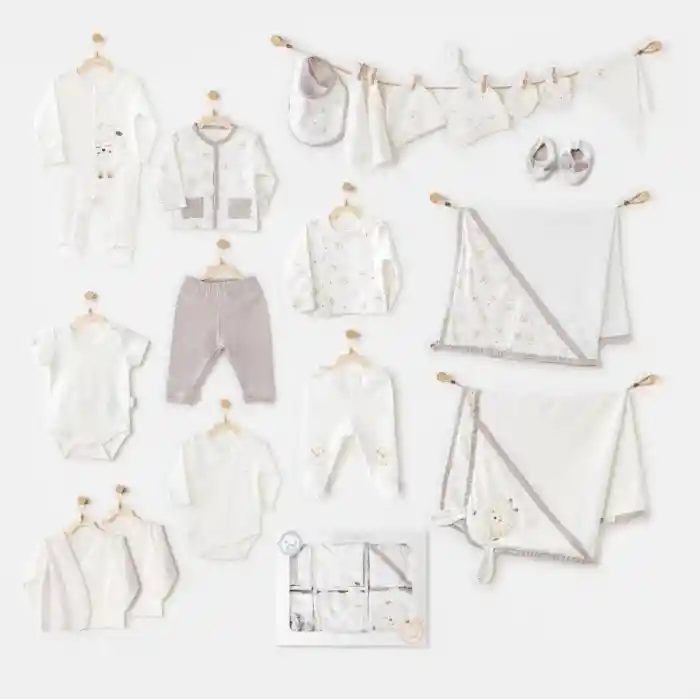 AC25562 Newborn Set Tinny Ships 20Li Hastane Çıkışı Ekru
