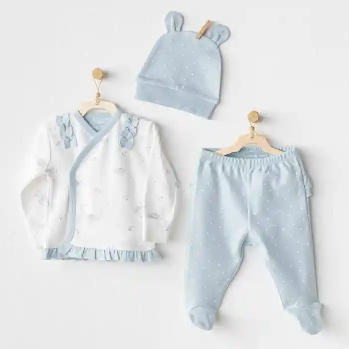 AC25646 Bunny Bear 3Lü Zıbın Set Blue