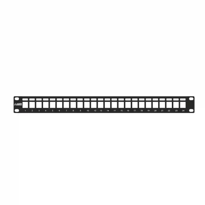 AGER AC-610-24 MODULER UTP/FTP CAT6/CAT6A 24 PORT BOŞ 1U ZIRHLI PATCH PANEL