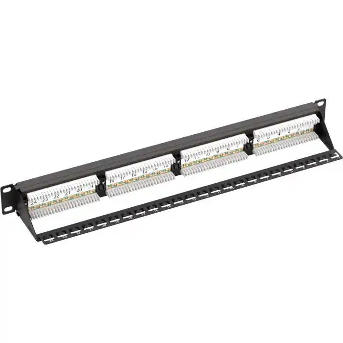 AGER AC-611-24E 8P8C,LSA,ALTIN KONTAK 24 PORT CAT6 DOLU 1U ZIRHSIZ PATCH PANEL