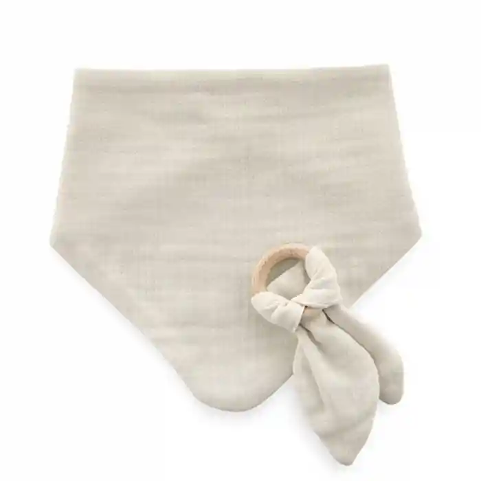 Ahşap Diş Kaşıyıcılı Bürümcük Müslin Önlük 736 Ekru