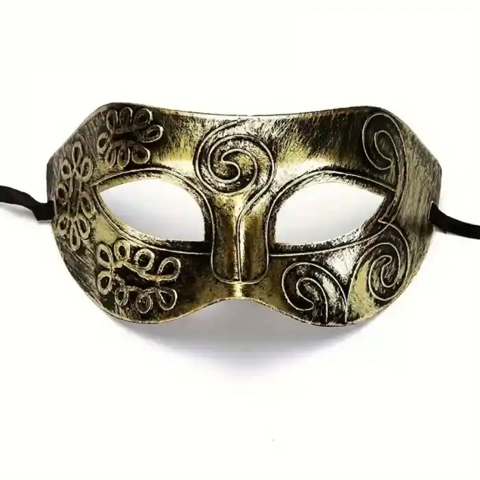 Altın Eskitme Yüz Maskesi - Antik Tarz Balo Maskesi