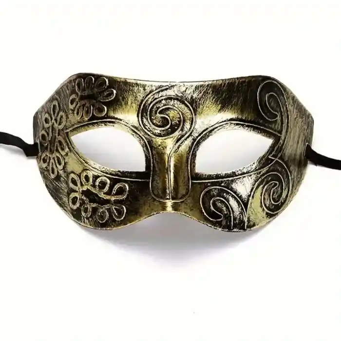 Altın Eskitme Yüz Maskesi - Antik Tarz Balo Maskesi