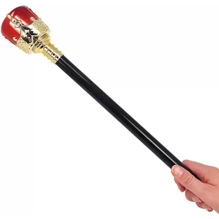 Altın Renk 60cm Kral Tacı Kraliyet Tacı ve Kırmızı Topuzlu Kral Asası Seti