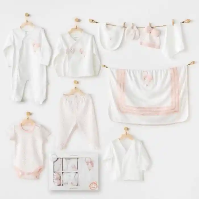 AC25551 Newborn Set Pınk Baloons 10Lu Hastane Çıkışı Ekru