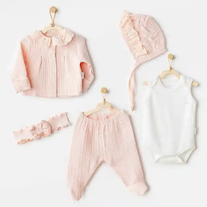 NessiWorld AC25840 Natural Gift Müslin 5Li Hastane Çıkışı Salmon