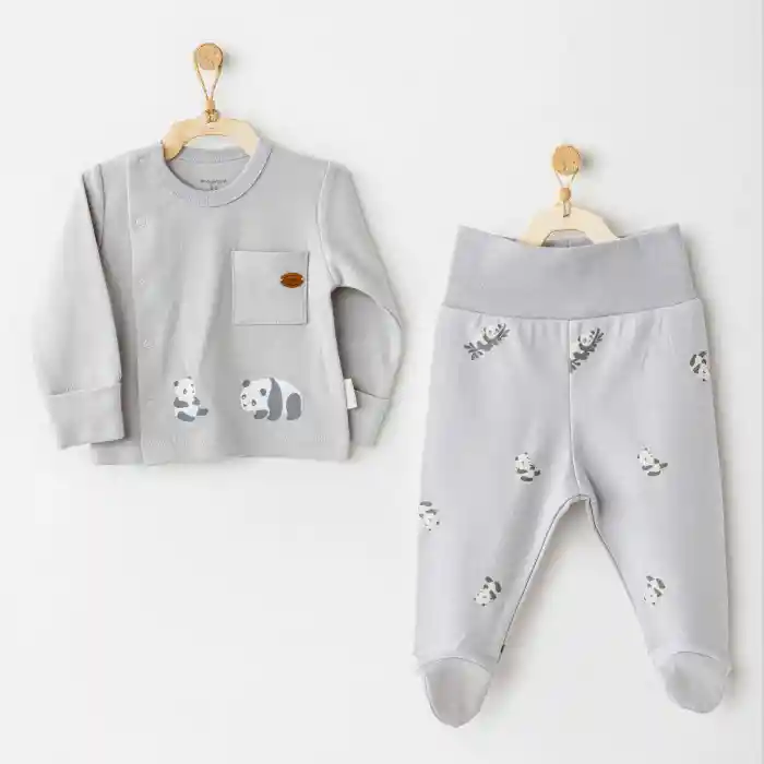 NessiWorld AC26024 Keep Smiling 2li Zıbın Takım Grey