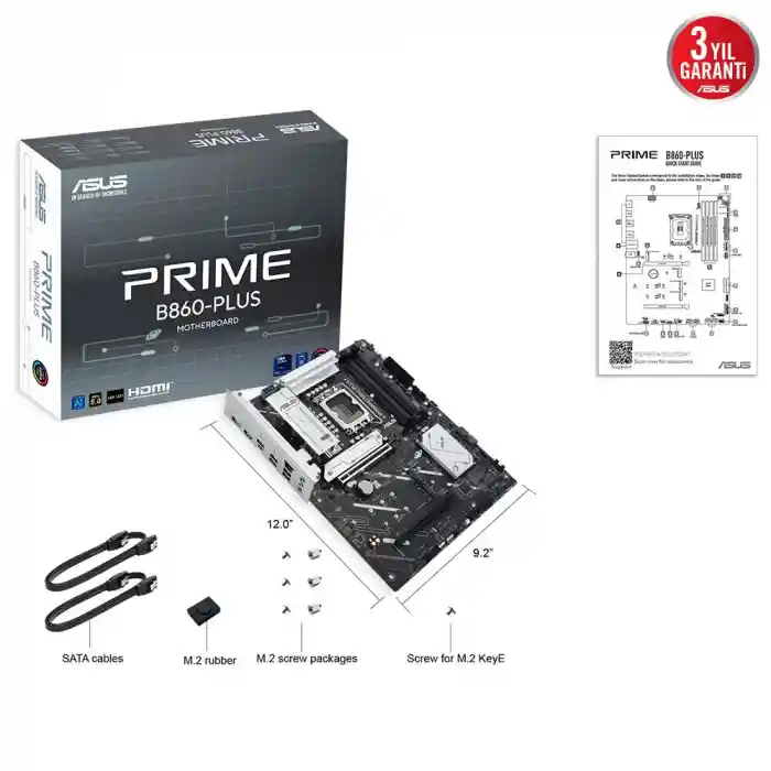 ASUS PRIME B860-PLUS-CSM 4x DDR5 DP/HDMI 3x M.2 1x 2.5GLAN USB3.2 1851P ANAKART