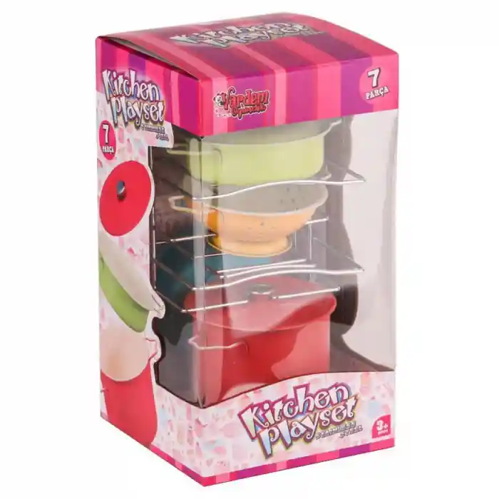 ATF-683G-5 Renkli Raflı Tencere Tava  Seti 7 Parça -Vardem Oyuncak