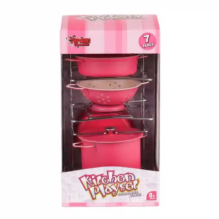 ATF-683G-6 Raflı Pembe Tencere Tava Seti 7 Parça NessiWorld