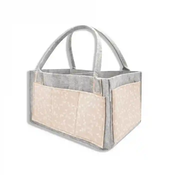 Keçe Anne Bebek Bakım Çantası 772 Somon Çiçek