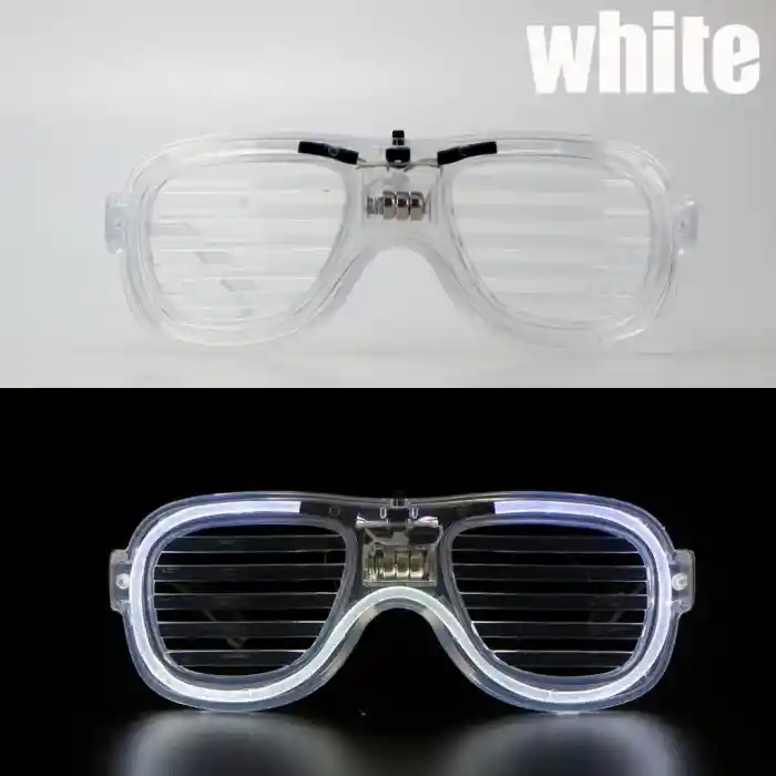 Beyaz Led Işıklı Parti Gözlüğü - Şerit Gözlük 3 Modlu