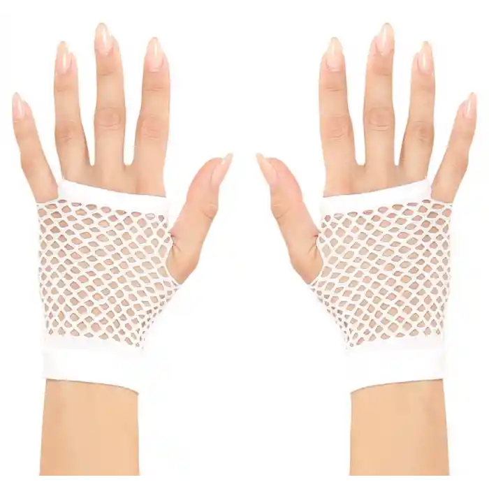 Beyaz Renk Kısa Boy Fileli Örgü Eldiven
