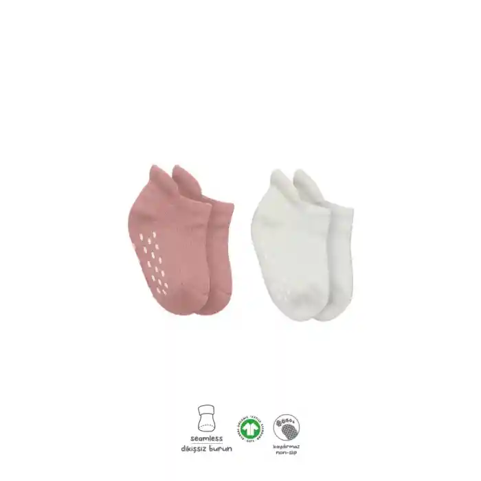 NessiWorld 2Li Altı Havlu Sneakers Kaymaz Çorap 20501 Ekru Pudra