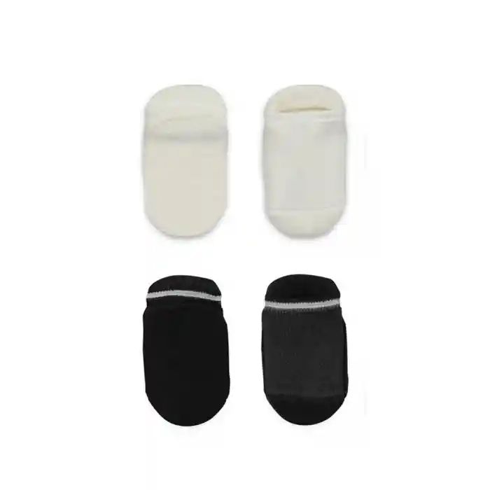 NessiWorld 2Li Altı Havlu Sneakers Kaymaz Çorap 20501 Siyah Ekru