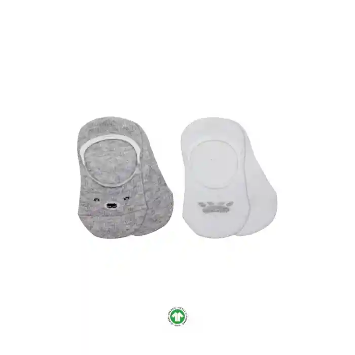 NessiWorld 2Li Babet Cute Face Penye Çorap BS30103 Gri Beyaz