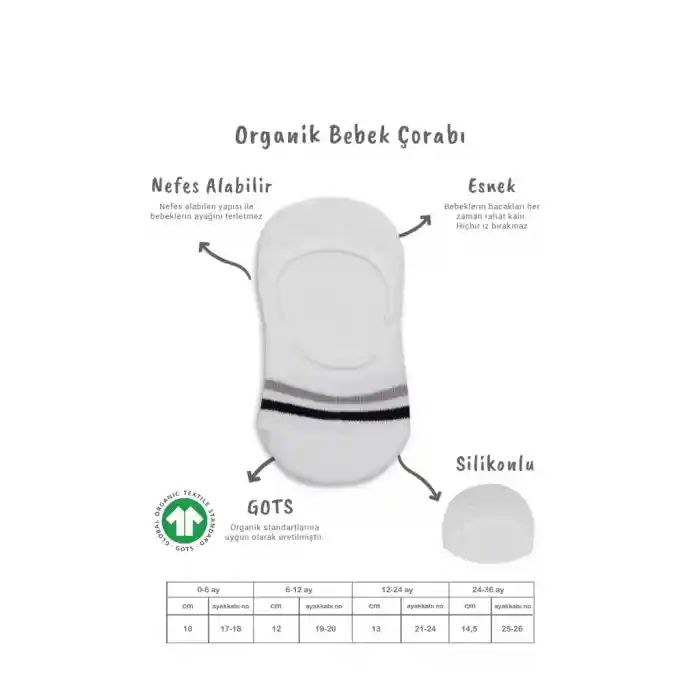 NessiWorld 2Li Penye Babet Silikon Çemberli Çorap 30102 Gri Beyaz