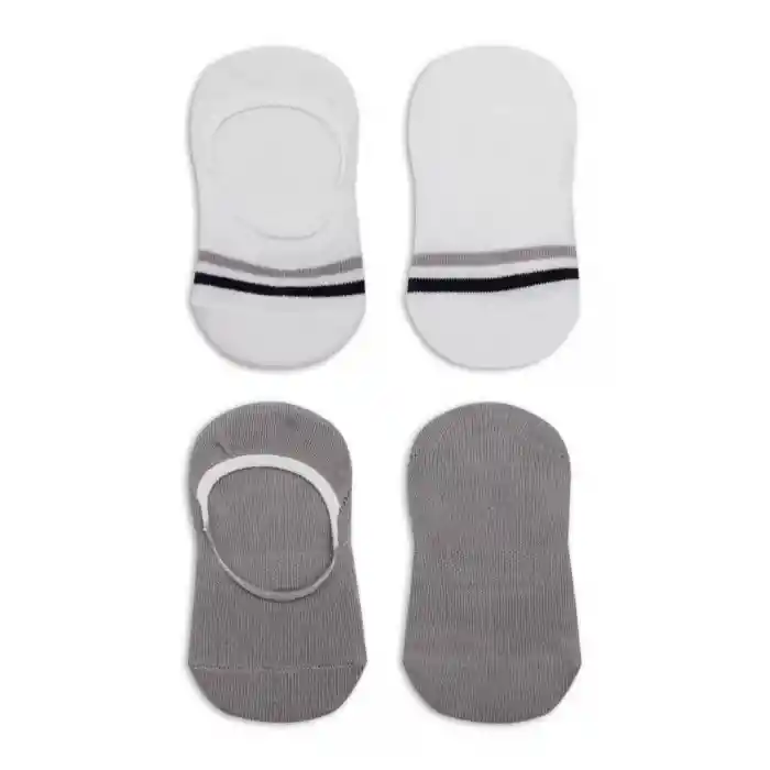 NessiWorld 2Li Penye Babet Silikon Çemberli Çorap 30102 Gri Beyaz