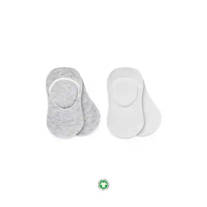 NessiWorld 2Li Penye Babet Silikonlu Basic Çorap 30104 Gri Beyaz