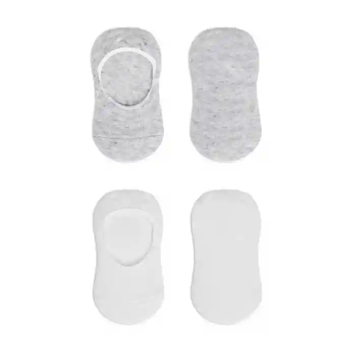 NessiWorld 2Li Penye Babet Silikonlu Basic Çorap 30104 Gri Beyaz