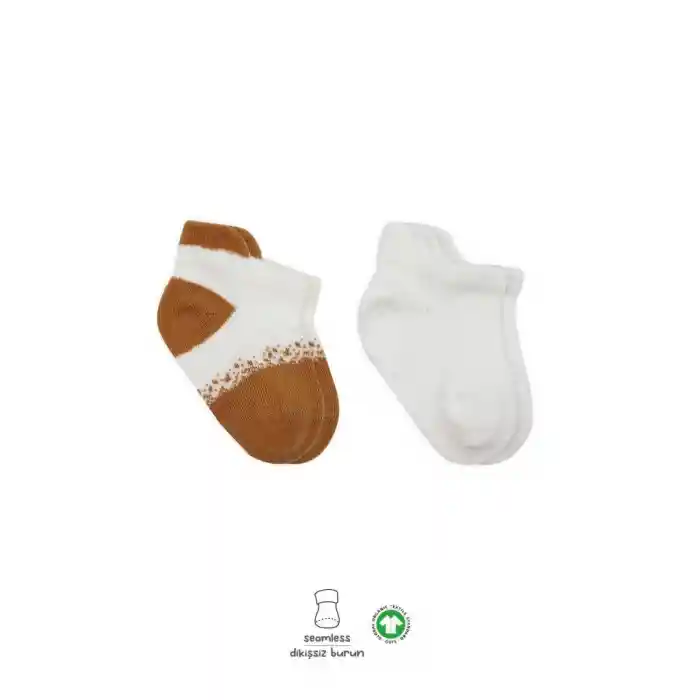 2Li Penye Sneakers Çorap 20105 Ekru Hardal