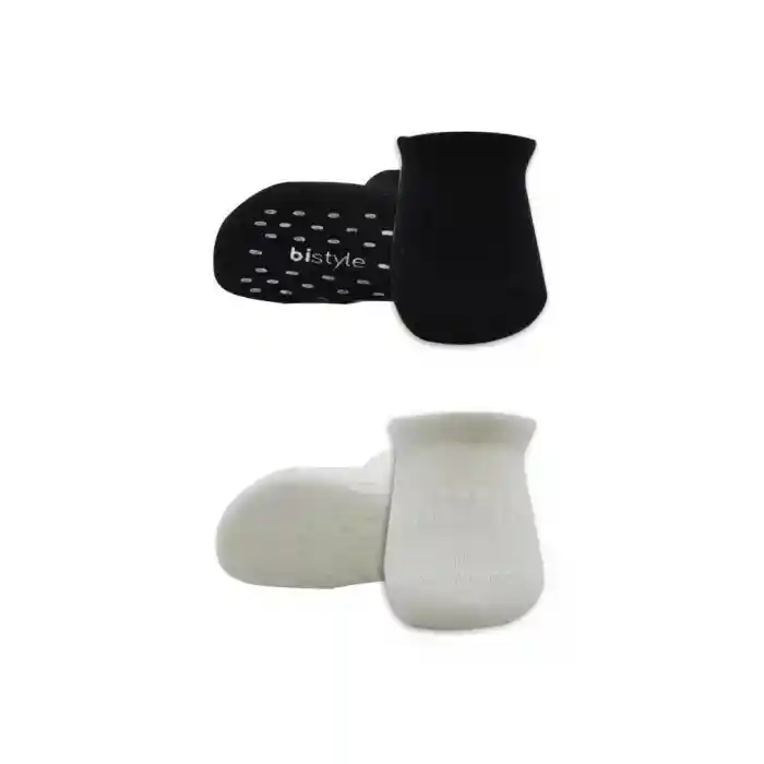 NessiWorld 2Li Sneakers Kaymaz Basic Penye Çorap BS20103 Siyah Ekru