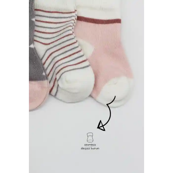 NessiWorld 3Lü Penye Kız Soket Çorap BS10112 Gri