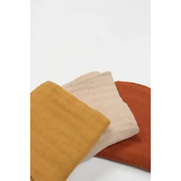 NessiWorld 6lı Müslin Mendil 20x20 cm 90106 Kiremit Bej Hardal