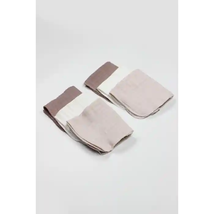 Bistyle 6lı Müslin Mendil 20x20 cm 90106 Taş Ekru Antrasit