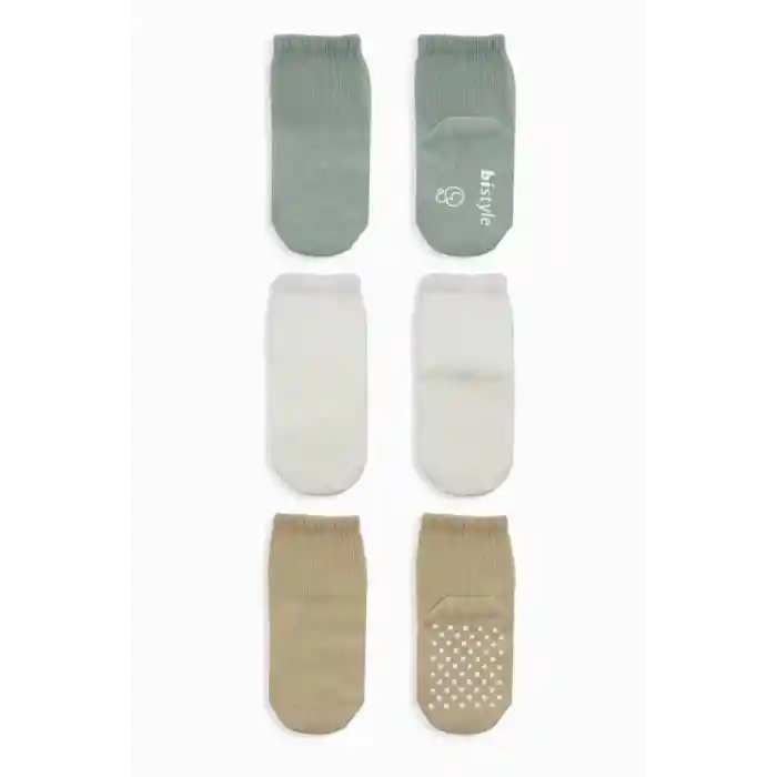 NessiWorld Basic Kaymaz Penye Soket Çorap 3Lü BS10106 Nil Ekru Bej