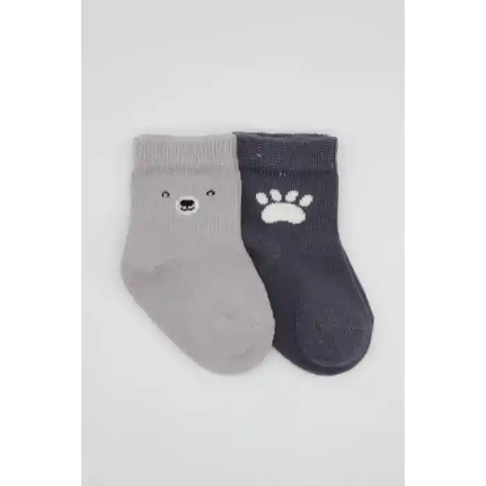 NessiWorld Bear Penye Soket Çorap 2Li BS10116 Gri