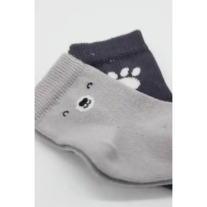 NessiWorld Bear Penye Soket Çorap 2Li BS10116 Gri