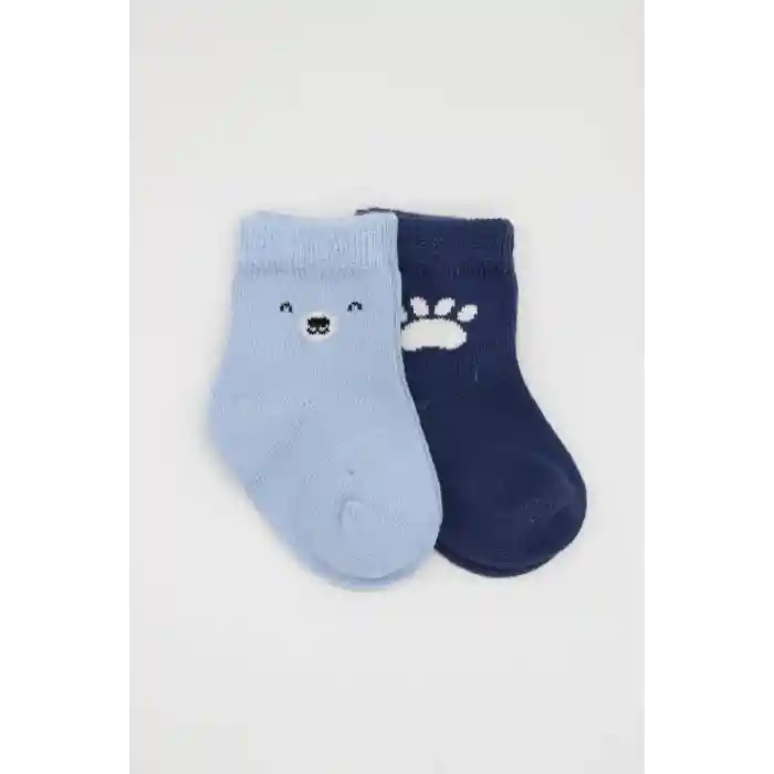 NessiWorld Bear Penye Soket Çorap 2Li BS10116 Mavi