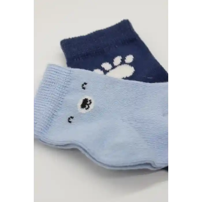 NessiWorld Bear Penye Soket Çorap 2Li BS10116 Mavi